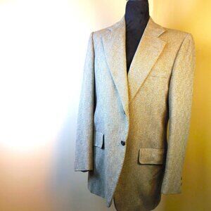 Vintage Chester Barrie 100% Cashmere Herringbone Tweed Sports Coat Hipster Luxur